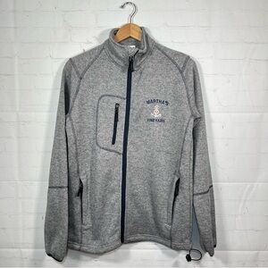 Marthas Vineyard Dimco Full Zip Jacket Mens Small Gray Fleece Embroidered Logo